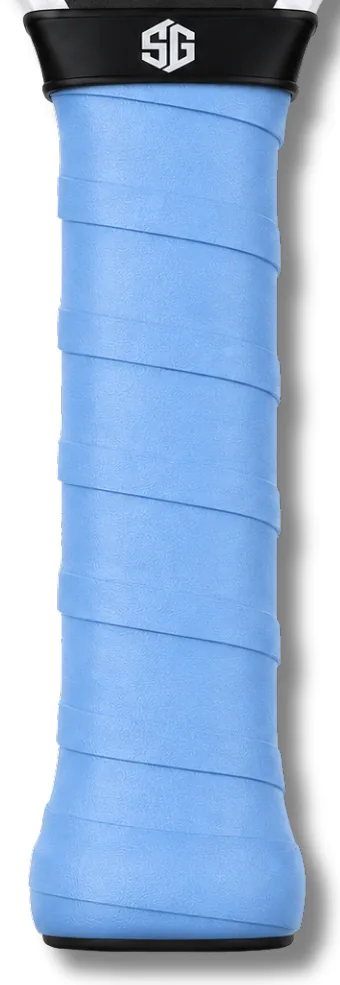 Blue StickyGrips wrapped on a paddle handle