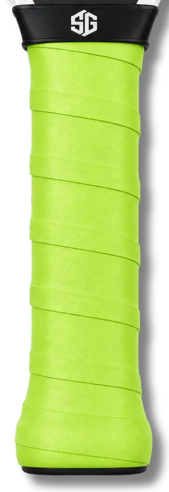 Neon Green StickyGrips wrapped on a paddle handle