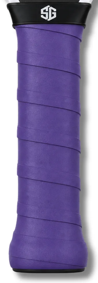 Purple StickyGrips wrapped on a paddle handle