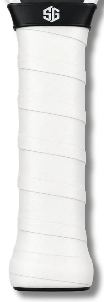 White StickyGrips wrapped on a paddle handle